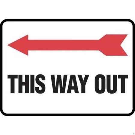 Accuform This Way Out (Arrow Left), Plastic, 10 in x 14 in, Mounting Holes MADM991VP
